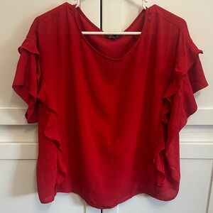 Express Vibrant Red Ruffle Blouse